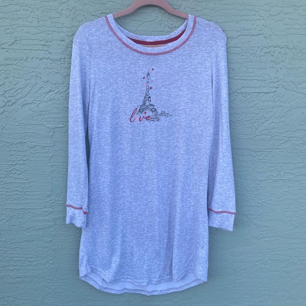 Laura Ashley Eiffel Tower Paris Love Sleepshirt Nightgown Sz S